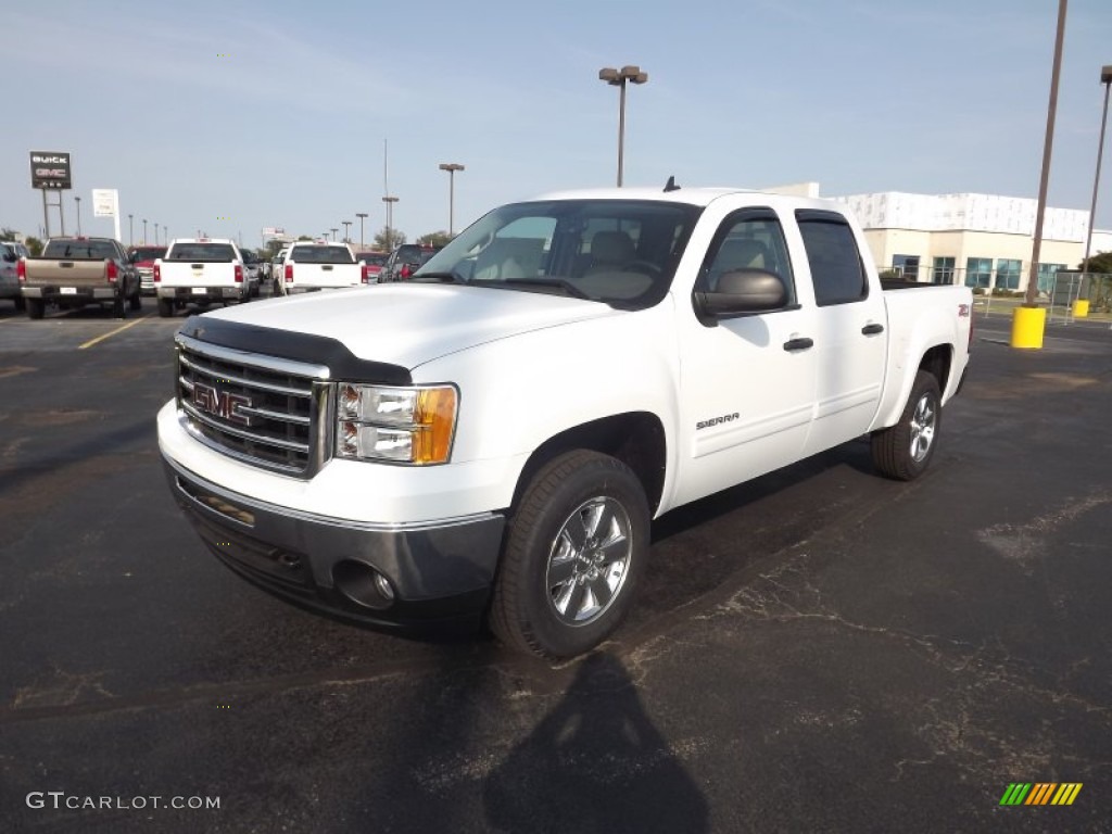 2013 Sierra 1500 SLE Crew Cab 4x4 - Summit White / Very Dark Cashmere/Light Cashmere photo #1