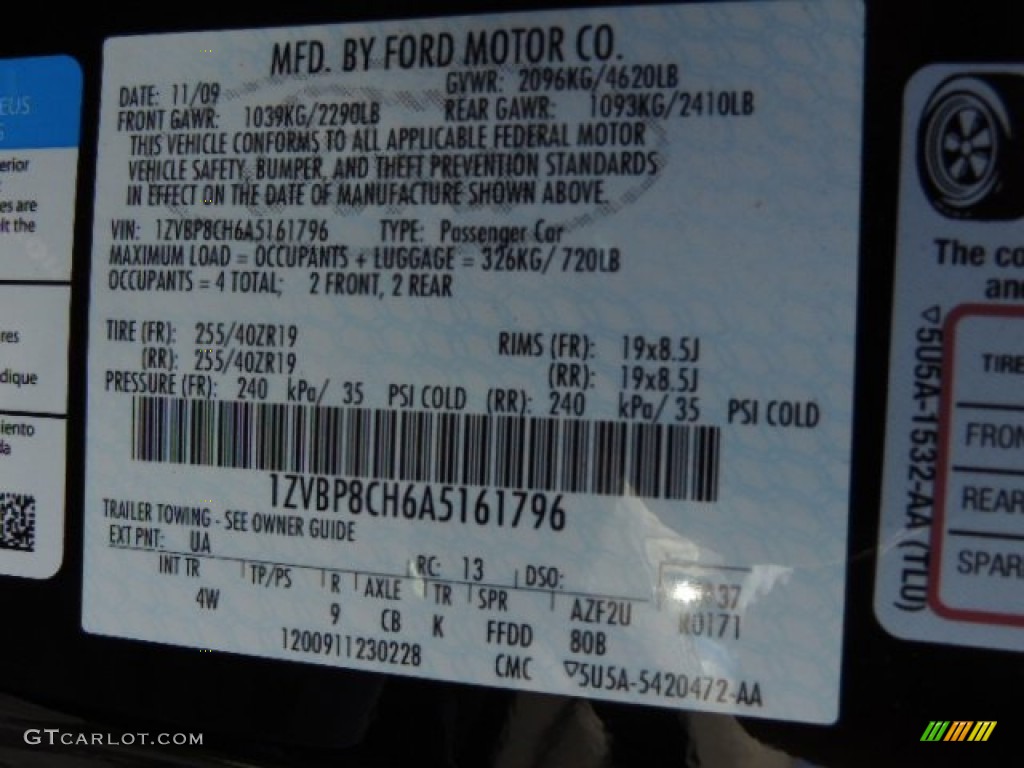 2010 Mustang Color Code UA for Black Photo #71244484