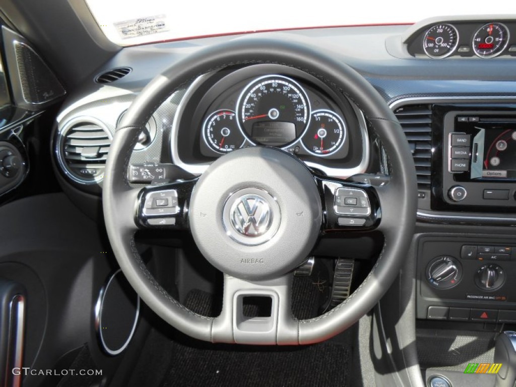 2013 Volkswagen Beetle Turbo Black/Red Steering Wheel Photo #71251155