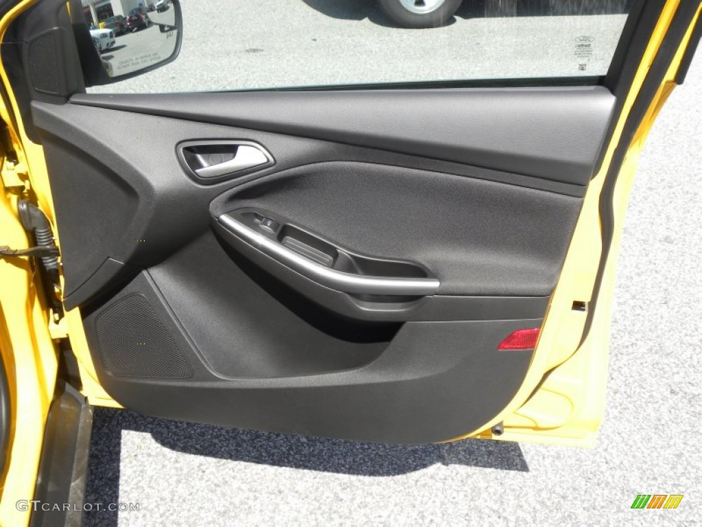 2012 Ford Focus Titanium 5-Door Charcoal Black Leather Door Panel Photo #71256978