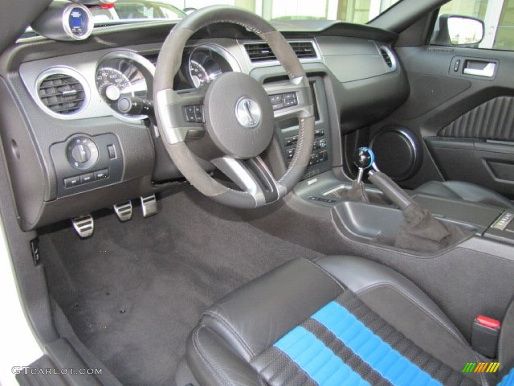 Charcoal Black/Grabber Blue Interior 2010 Ford Mustang Shelby GT500 Coupe Photo #71262709