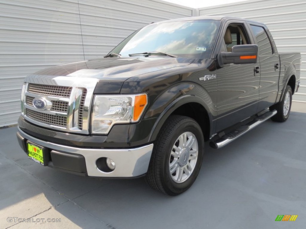 2010 F150 Lariat SuperCrew - Tuxedo Black / Tan photo #6