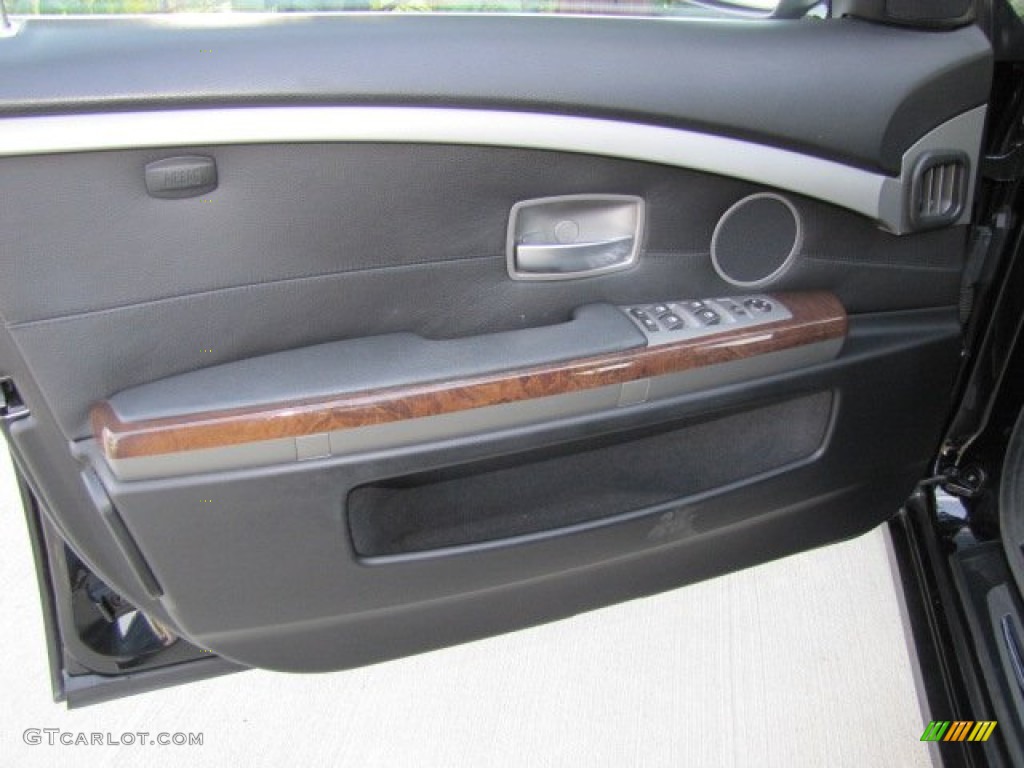 2006 BMW 7 Series 760i Sedan Black Nasca Leather Door Panel Photo #71264359