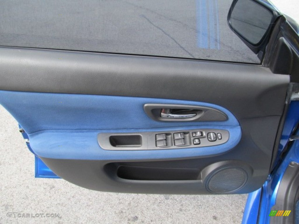 2005 Subaru Impreza WRX STi Black/Blue Ecsaine Door Panel Photo #71264539