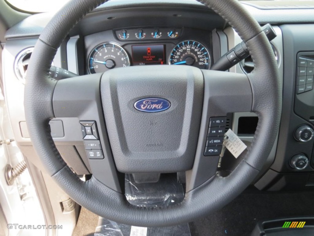 2013 Ford F150 XLT SuperCrew Steel Gray Steering Wheel Photo #71265754