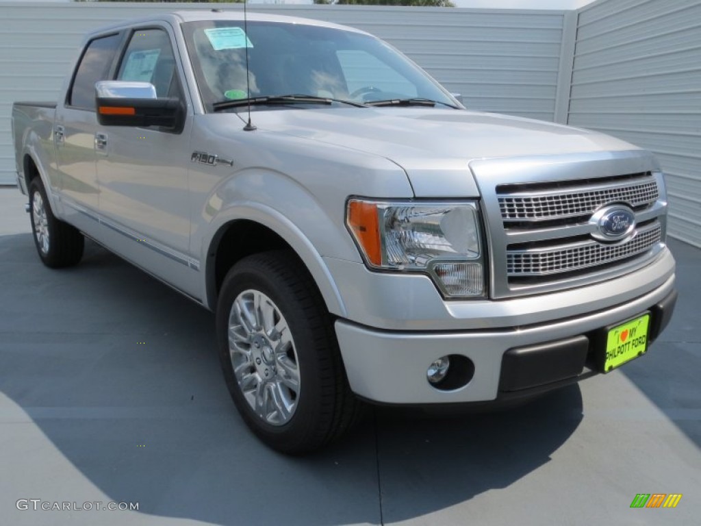 2012 F150 Platinum SuperCrew - Ingot Silver Metallic / Platinum Steel Gray/Black Leather photo #1