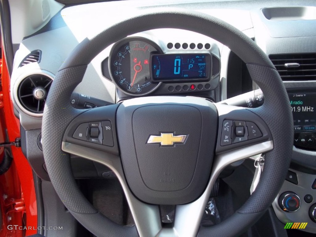 2013 Chevrolet Sonic LT Hatch Jet Black/Dark Titanium Steering Wheel Photo #71269231