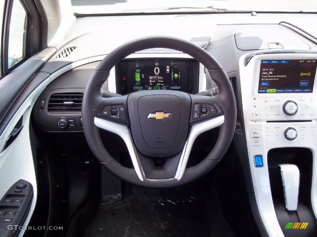 2013 Chevrolet Volt Standard Volt Model Jet Black/Ceramic White Accents Steering Wheel Photo #71269488