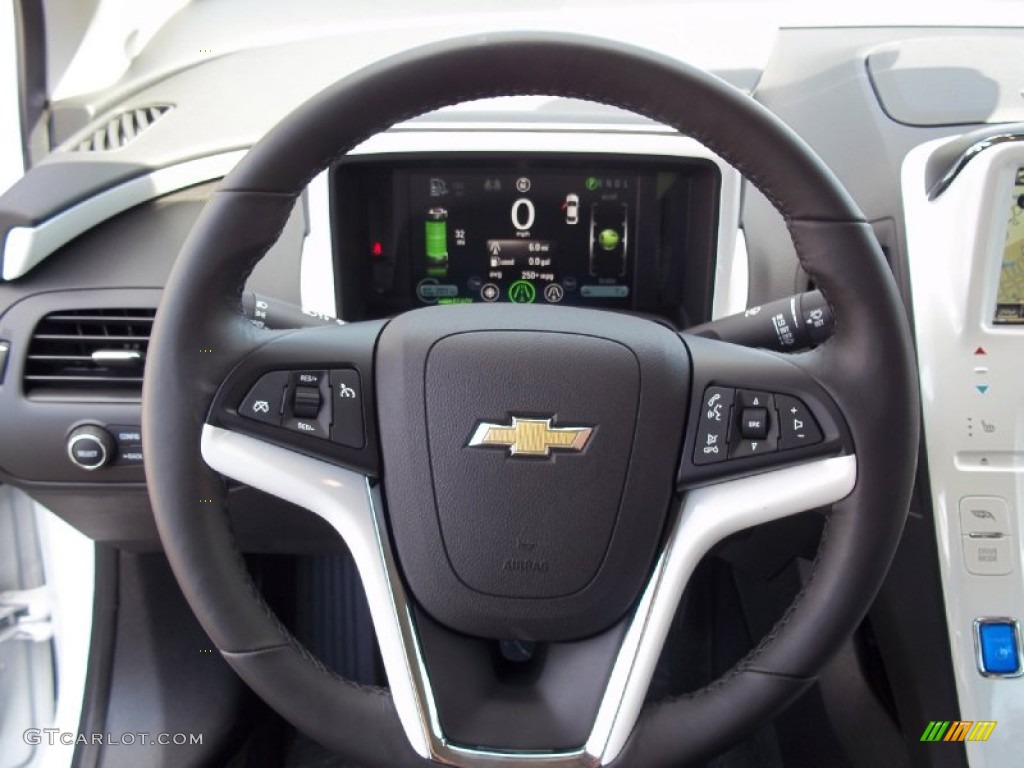 2013 Chevrolet Volt Standard Volt Model Jet Black/Ceramic White Accents Steering Wheel Photo #71269513