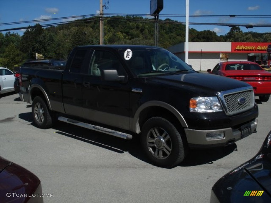 2005 F150 Lariat SuperCab 4x4 - Black / Tan photo #3