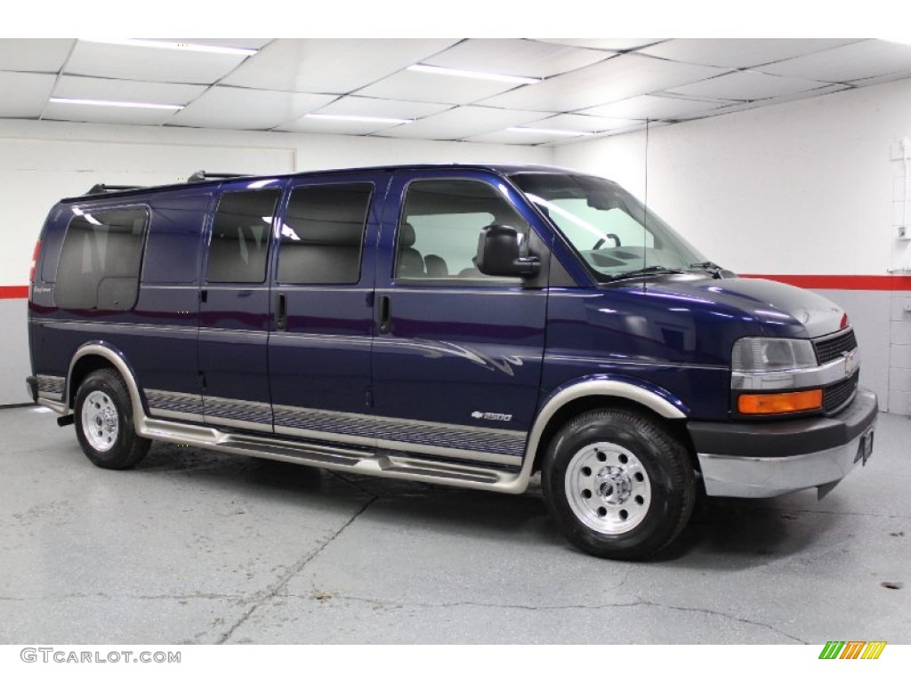 2004 Express 2500 Passenger Conversion Van - Indigo Blue Metallic / Medium Dark Pewter photo #1