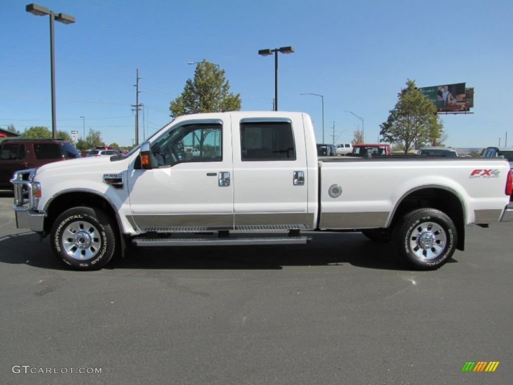 2010 F350 Super Duty Lariat Crew Cab 4x4 - White Platinum Metallic Tri-Coat / Medium Stone photo #2