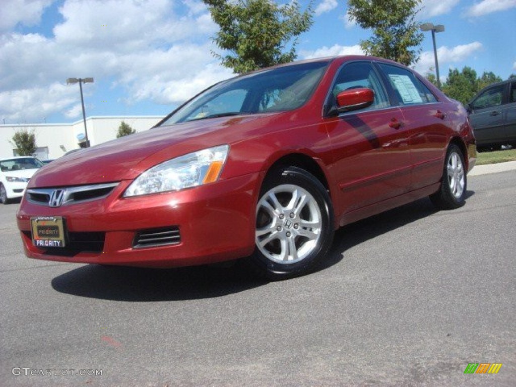 2007 Accord EX-L Sedan - Moroccan Red Pearl / Gray photo #1