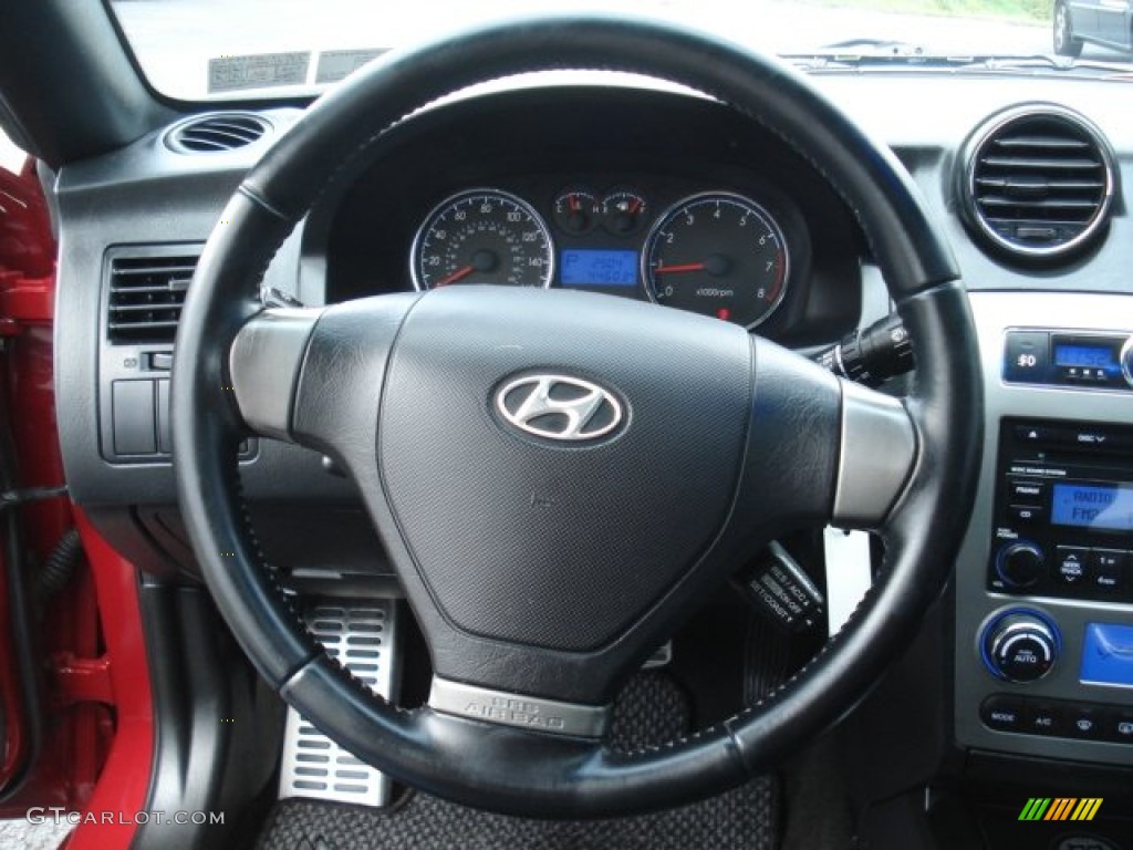 2007 Hyundai Tiburon GT Black Steering Wheel Photo #71280285