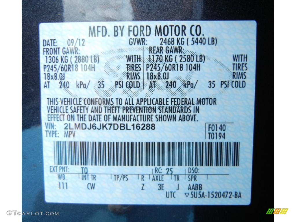 2013 MKX Color Code TQ for Smoked Quartz Photo #71282242