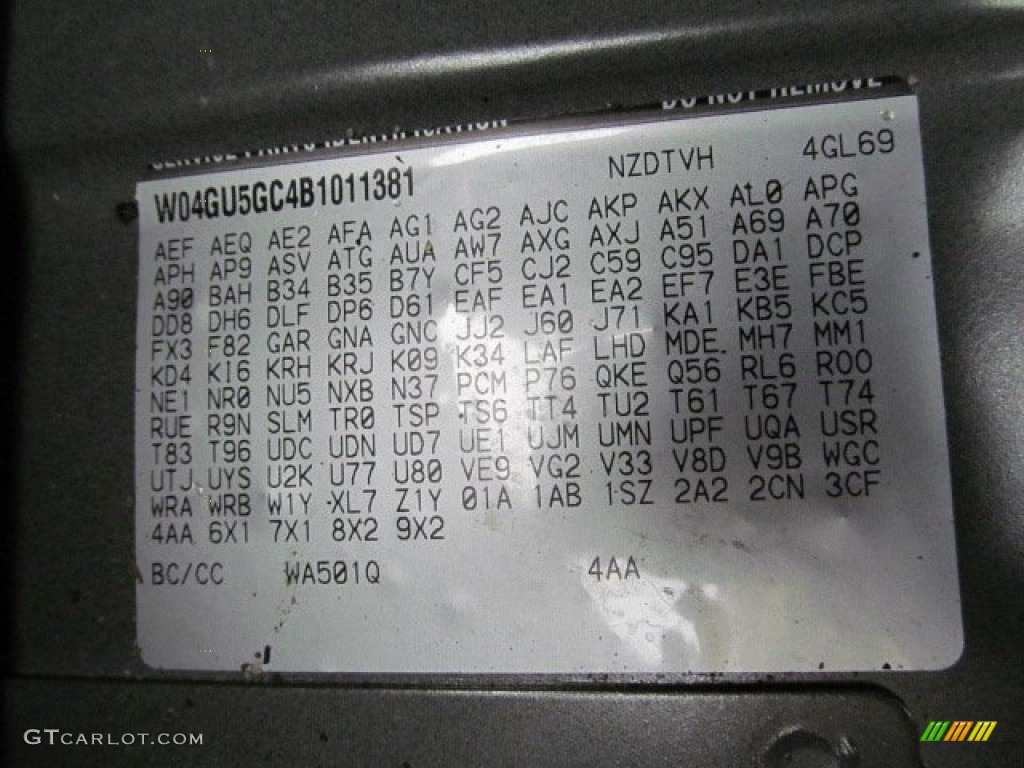 2011 Regal Color Code WA501Q for Carbon Black Metallic Photo #71282554