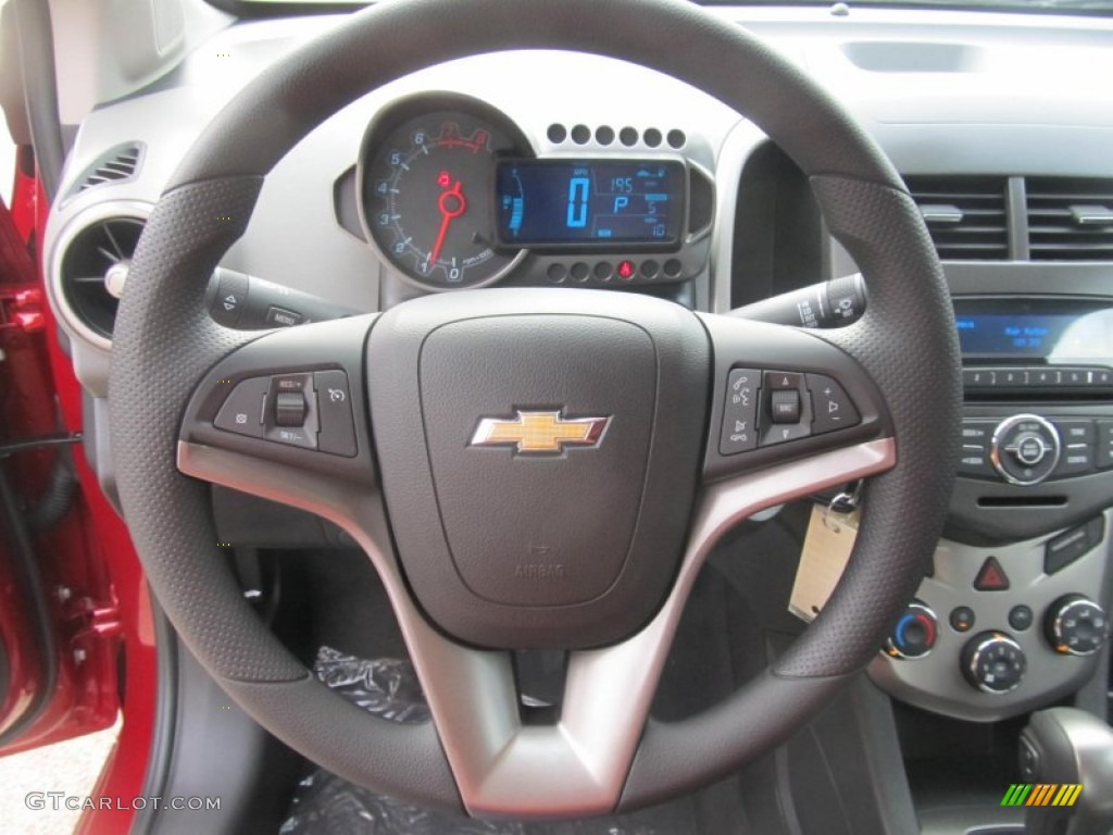 2013 Chevrolet Sonic LT Sedan Jet Black/Dark Titanium Steering Wheel Photo #71284306