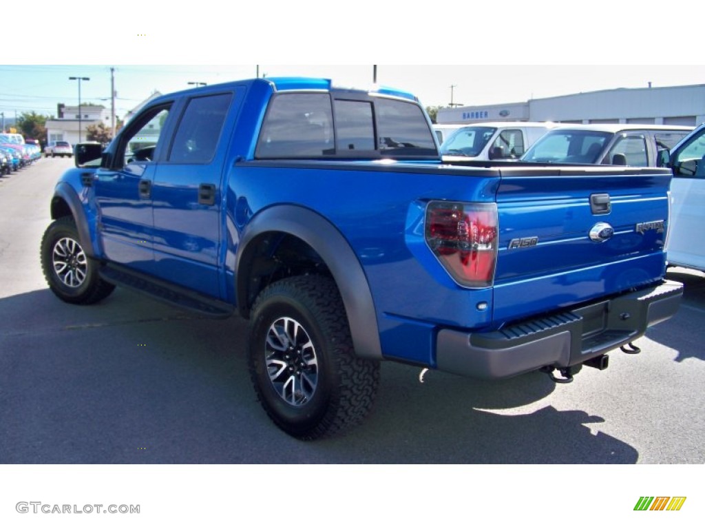 2012 F150 SVT Raptor SuperCrew 4x4 - Blue Flame Metallic / Raptor Black Leather/Cloth with Blue Accent photo #7