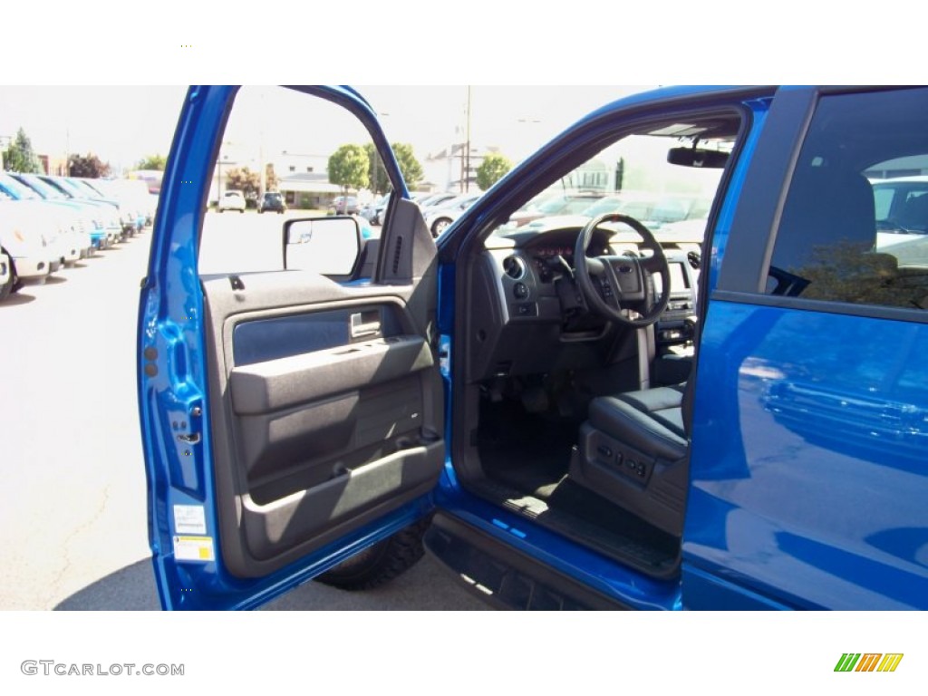 2012 F150 SVT Raptor SuperCrew 4x4 - Blue Flame Metallic / Raptor Black Leather/Cloth with Blue Accent photo #11