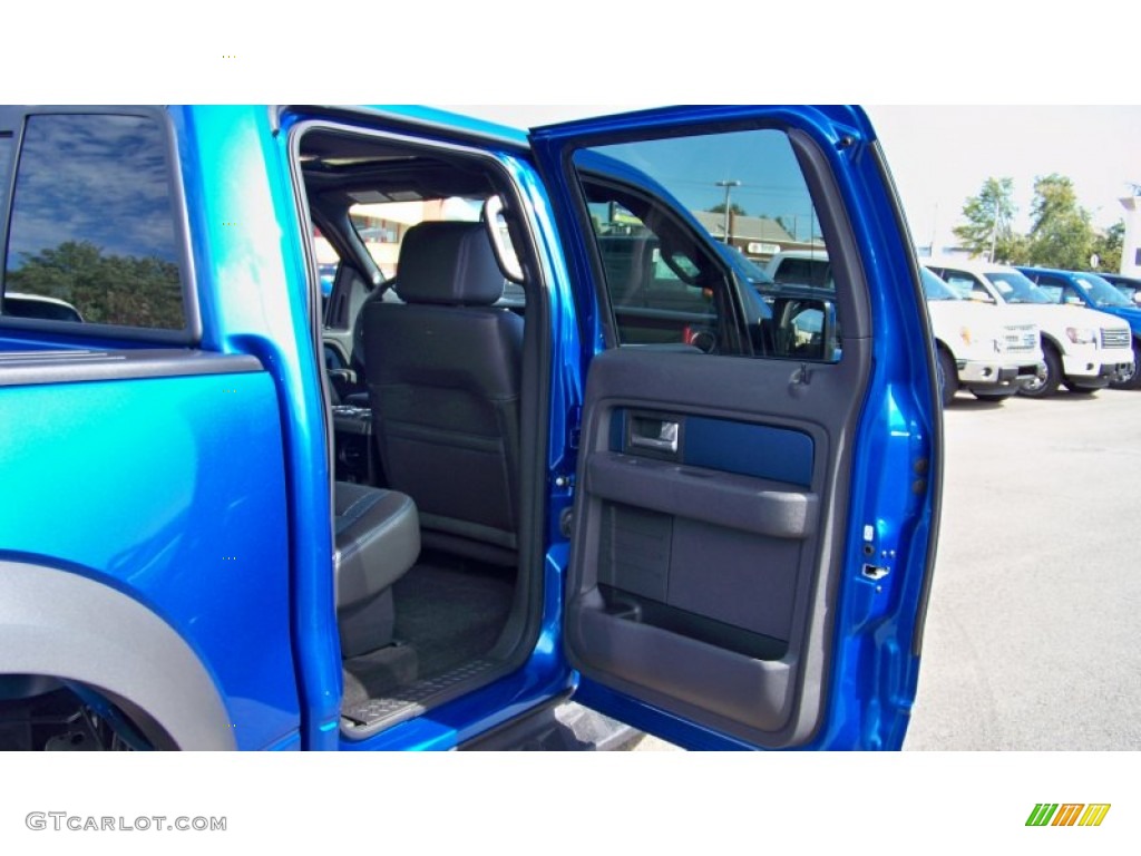 2012 F150 SVT Raptor SuperCrew 4x4 - Blue Flame Metallic / Raptor Black Leather/Cloth with Blue Accent photo #17
