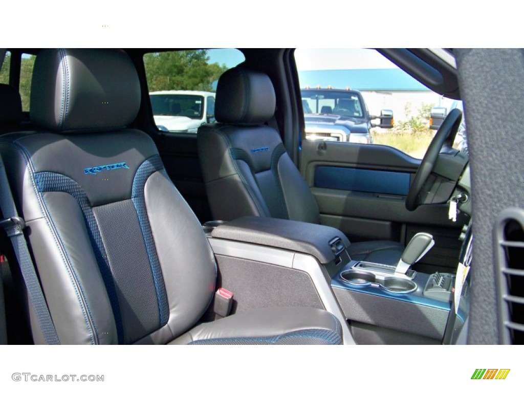 Raptor Black Leather/Cloth with Blue Accent Interior 2012 Ford F150 SVT Raptor SuperCrew 4x4 Photo #71285077