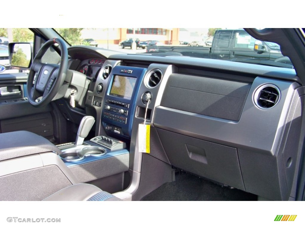 2012 Ford F150 SVT Raptor SuperCrew 4x4 Raptor Black Leather/Cloth with Blue Accent Dashboard Photo #71285086