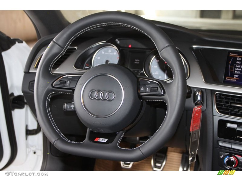2013 Audi S5 3.0 TFSI quattro Coupe Black Steering Wheel Photo #71288836