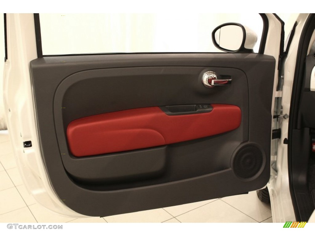 2012 Fiat 500 c cabrio Pop Tessuto Rosso/Avorio (Red/Ivory) Door Panel Photo #71291623