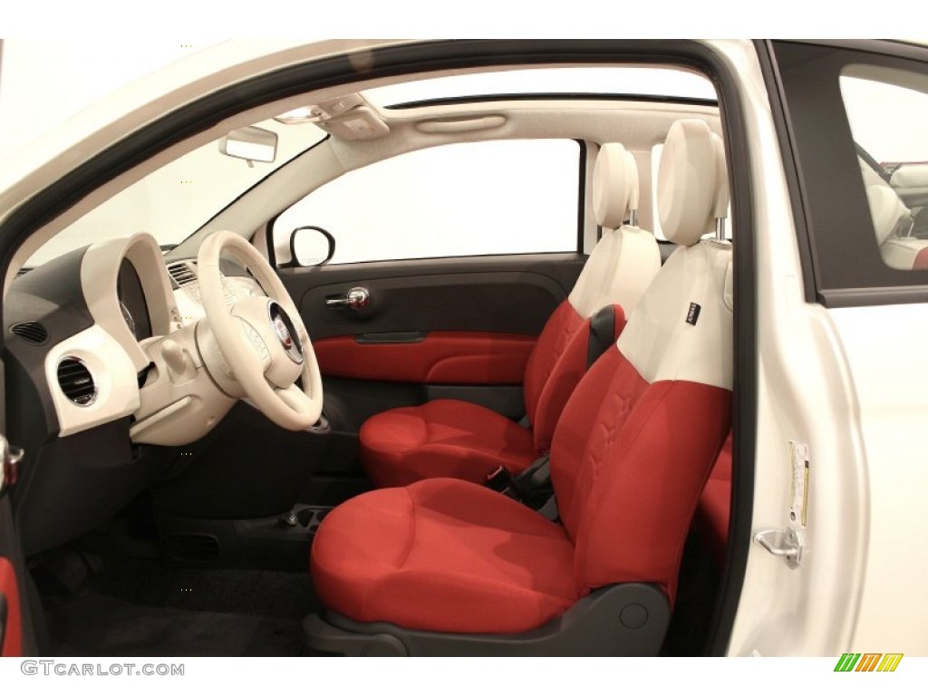 2012 500 c cabrio Pop - Bianco Perla (Pearl White) / Tessuto Rosso/Avorio (Red/Ivory) photo #8