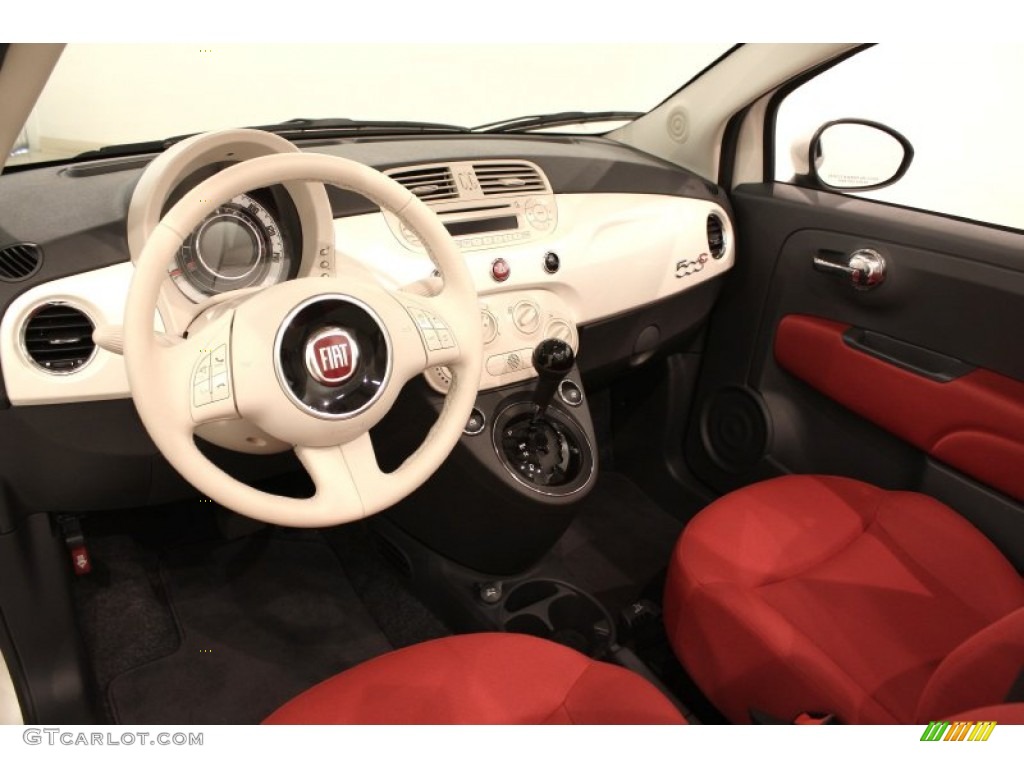 Tessuto Rosso/Avorio (Red/Ivory) Interior 2012 Fiat 500 c cabrio Pop Photo #71291650