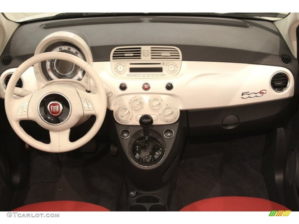 2012 Fiat 500 c cabrio Pop Tessuto Rosso/Avorio (Red/Ivory) Dashboard Photo #71291791