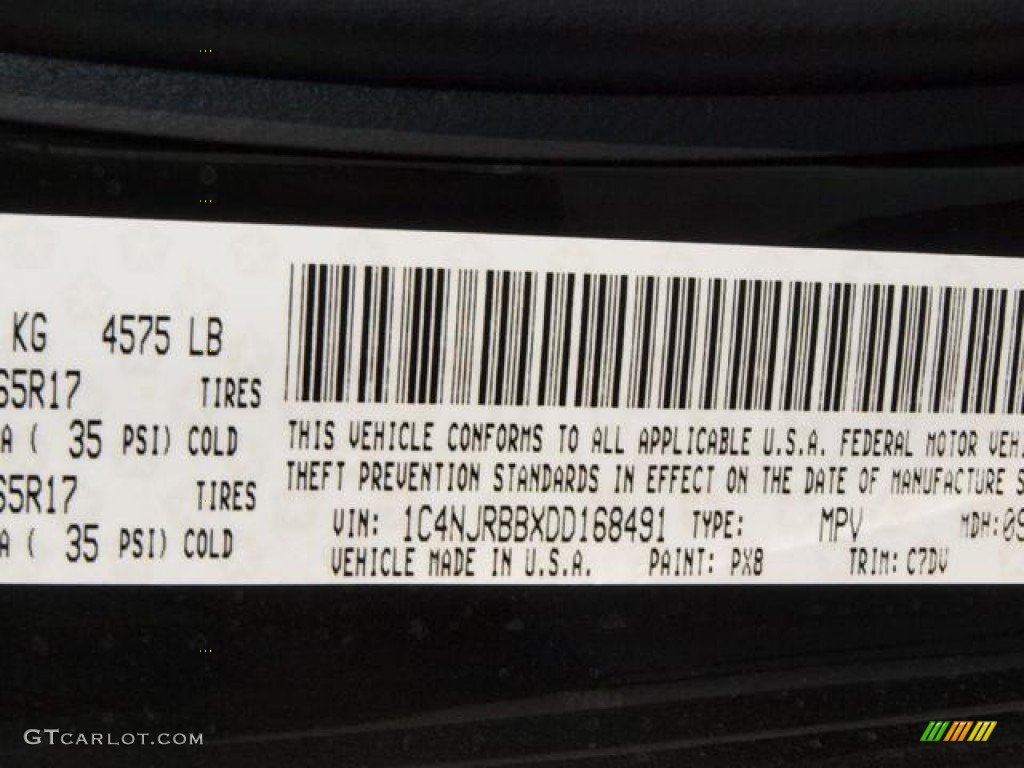 2013 Patriot Color Code PX8 for Black Photo #71296614