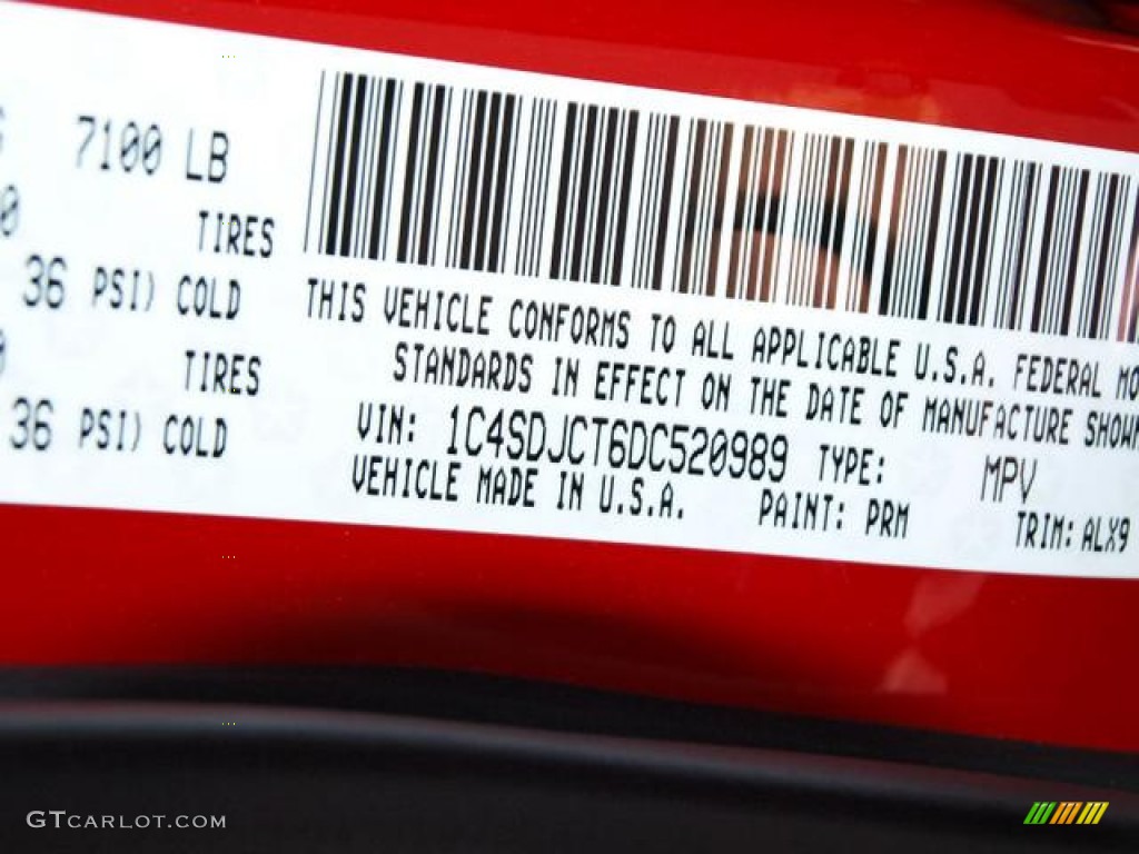 2013 Durango Color Code PRM for Redline 2-Coat Pearl Photo #71296960