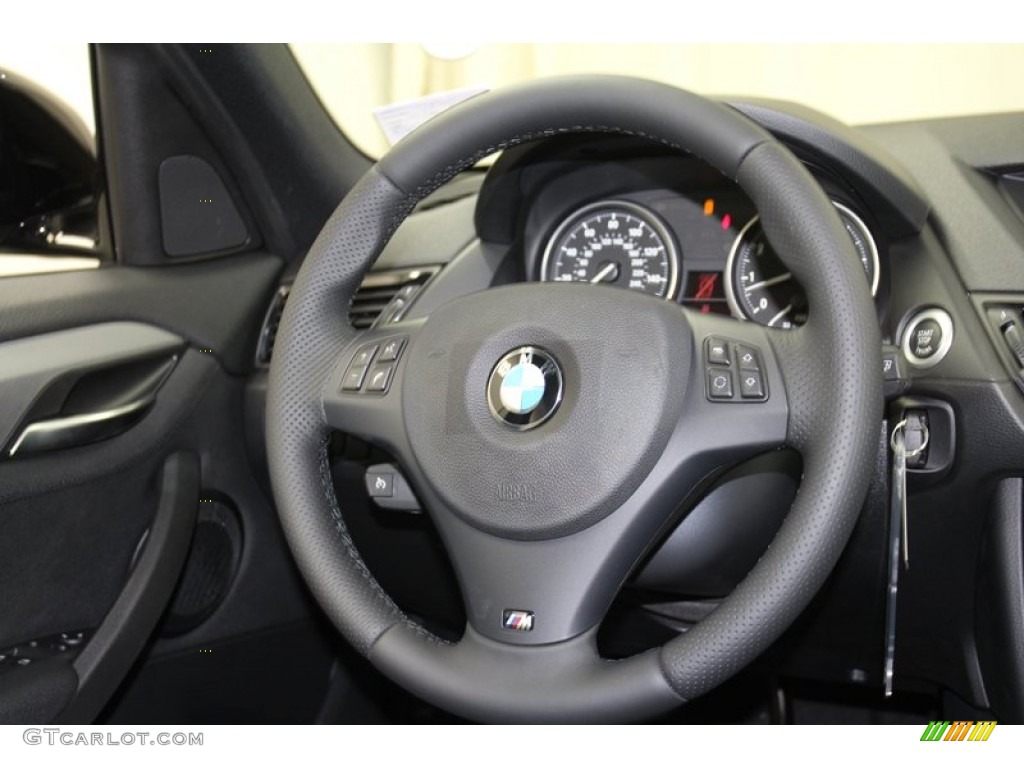 2013 BMW X1 sDrive 28i Black Steering Wheel Photo #71297431