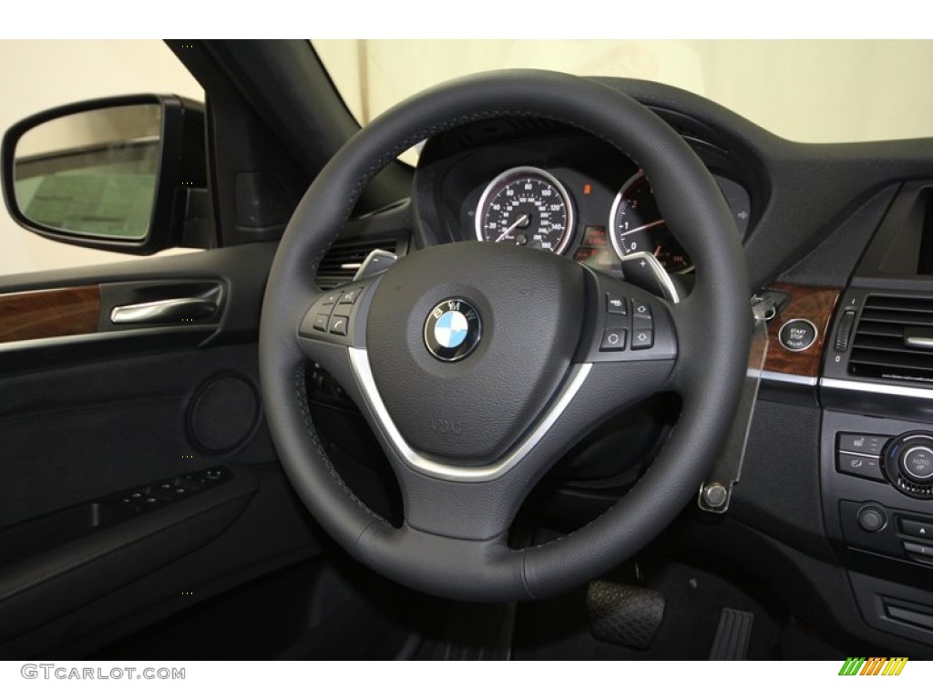 2013 BMW X6 xDrive35i Black Steering Wheel Photo #71297905