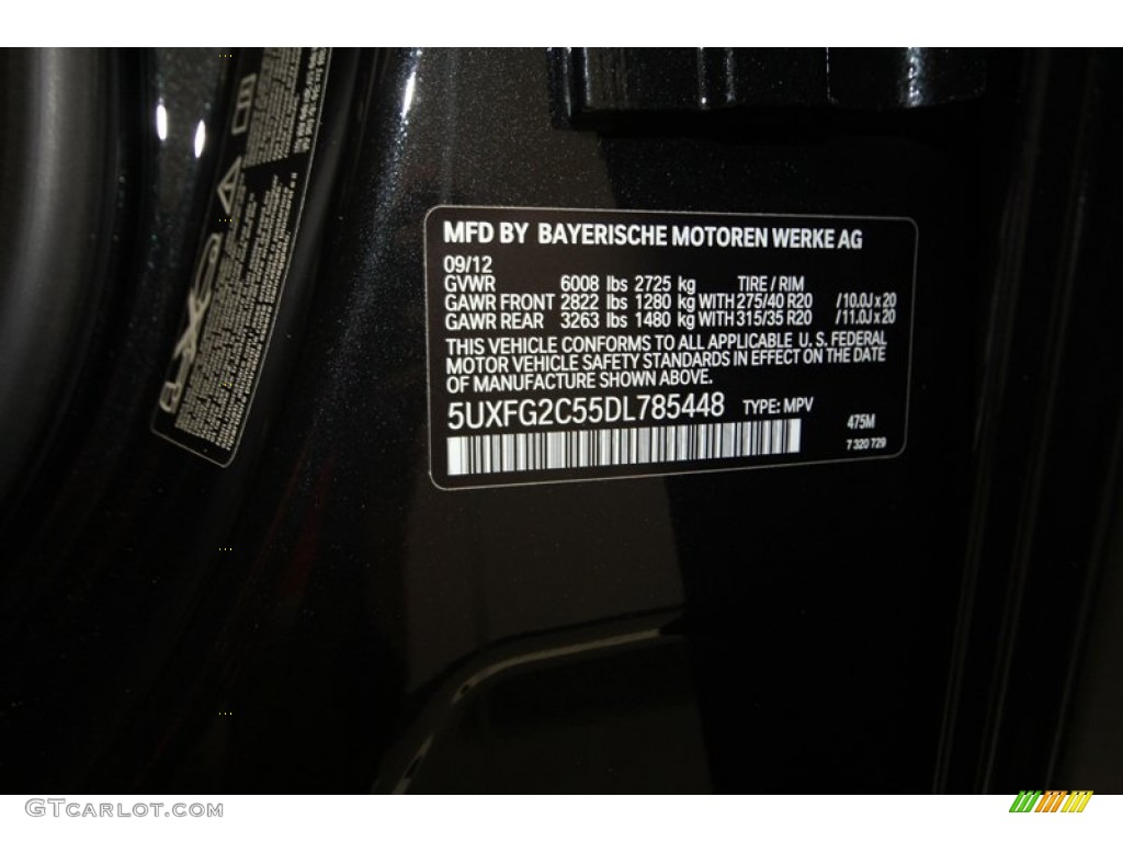 2013 X6 Color Code 475 for Black Sapphire Metallic Photo #71297929