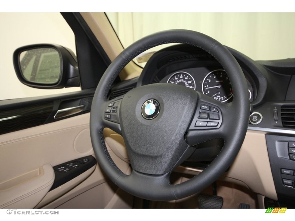 2013 BMW X3 xDrive 28i Sand Beige Steering Wheel Photo #71302909