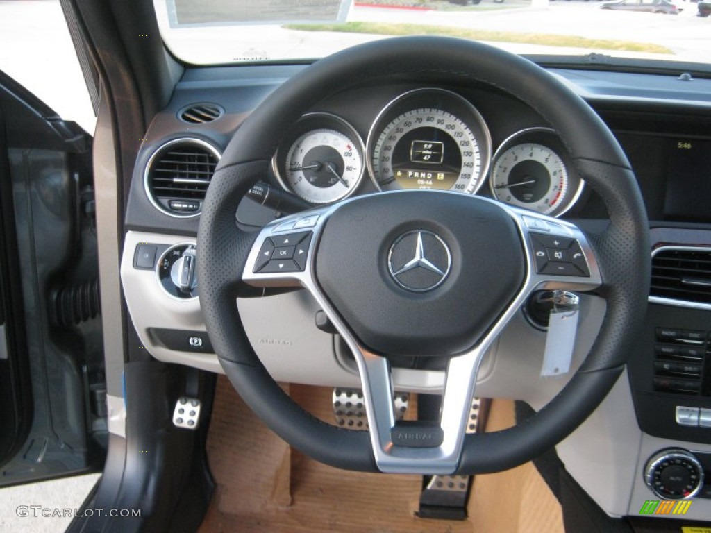 2012 Mercedes-Benz C 250 Sport Ash Steering Wheel Photo #71305930