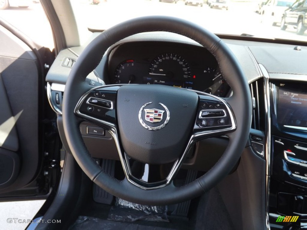 2013 Cadillac ATS 2.5L Luxury Jet Black/Jet Black Accents Steering Wheel Photo #71307724