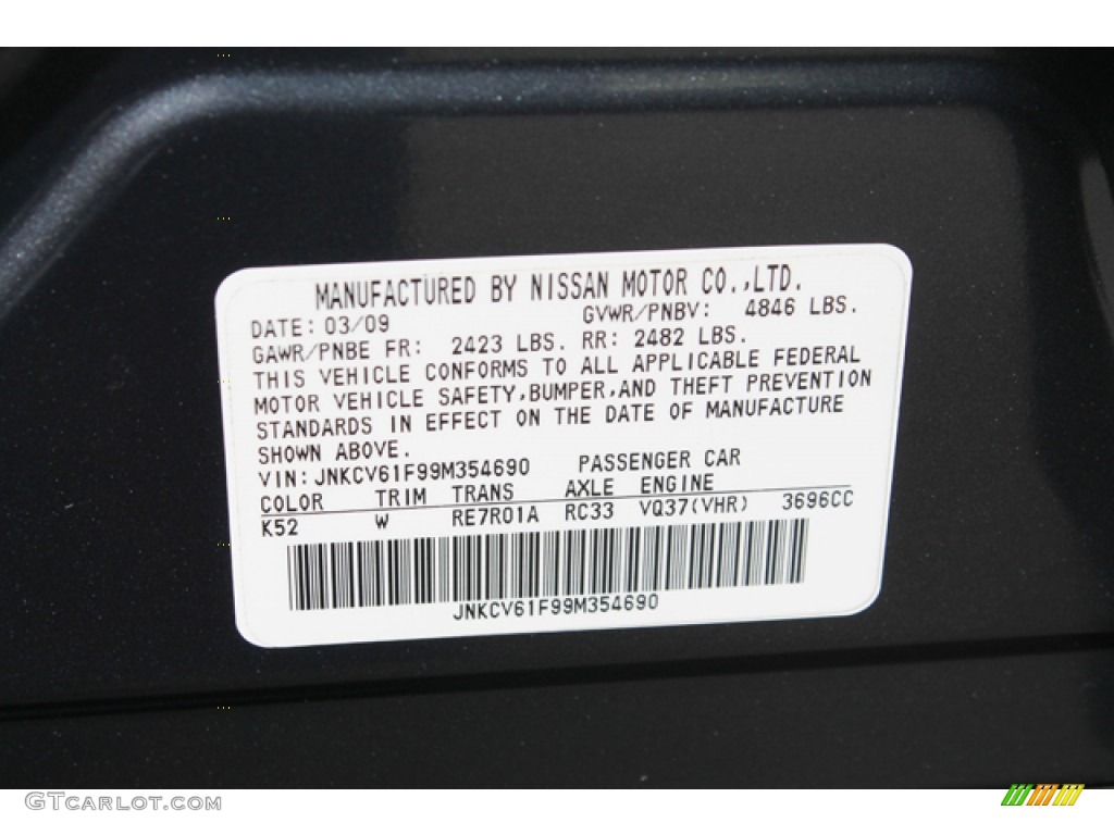2009 G Color Code K52 for Blue Slate Metallic Photo #71309206