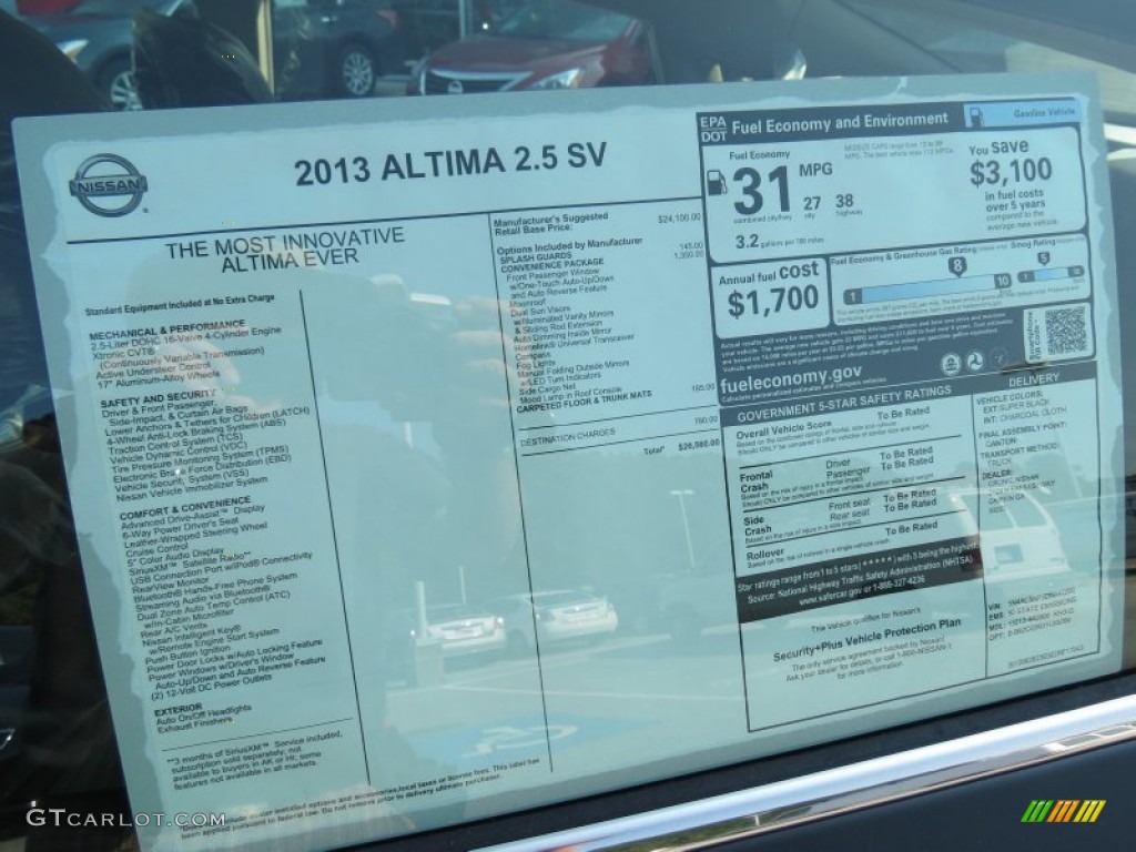 2013 Nissan Altima 2.5 SV Window Sticker Photo #71315579