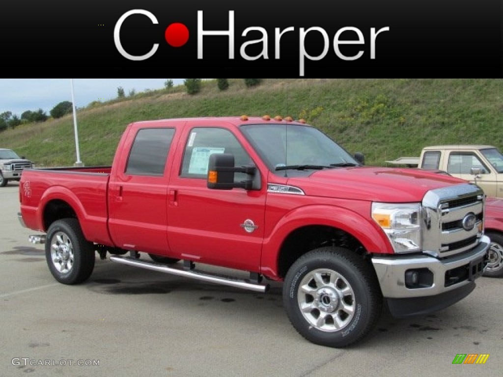 2012 F350 Super Duty Lariat Crew Cab 4x4 - Vermillion Red / Black photo #1