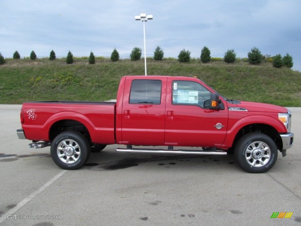 2012 F350 Super Duty Lariat Crew Cab 4x4 - Vermillion Red / Black photo #2