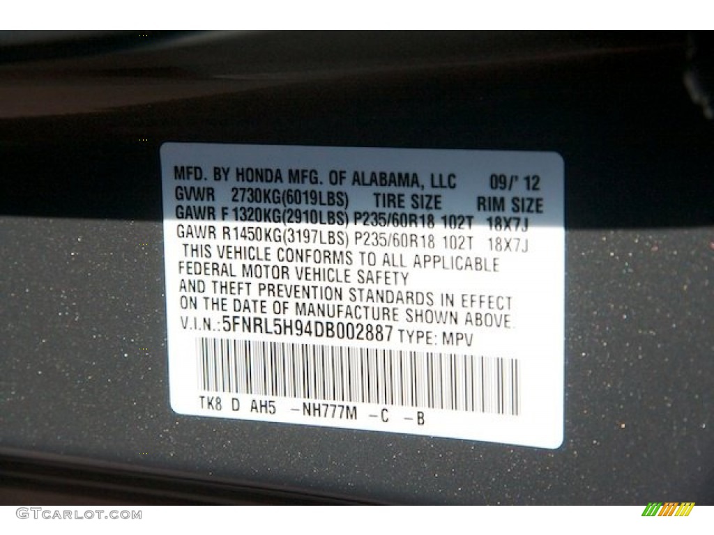 2013 Odyssey Color Code NH777M for Smokey Topaz Metallic Photo #71334030