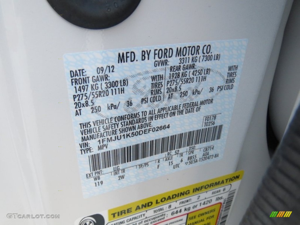 2013 Expedition Color Code UG for White Platinum Tri-Coat Photo #71338991