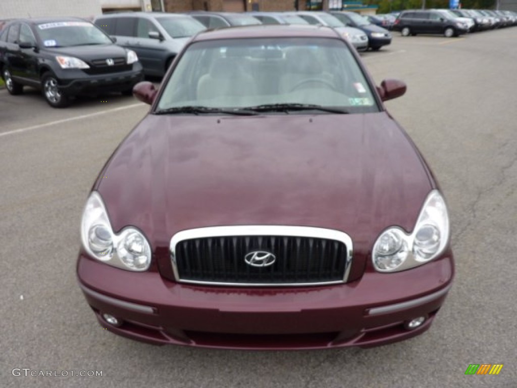 2005 Sonata GLS V6 - Ruby Red / Beige photo #2