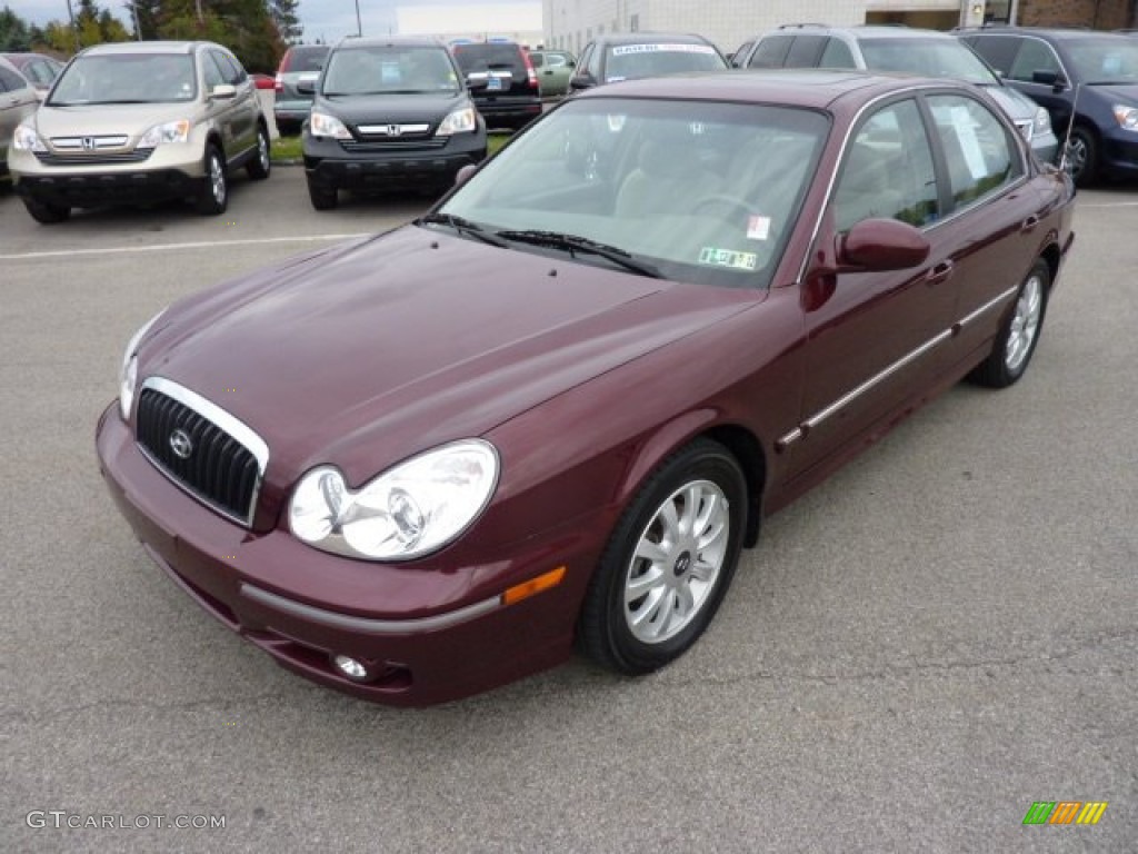2005 Sonata GLS V6 - Ruby Red / Beige photo #3