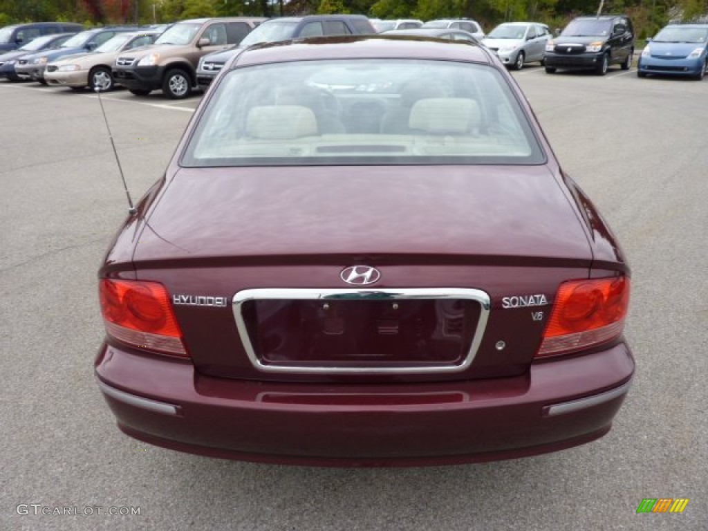 2005 Sonata GLS V6 - Ruby Red / Beige photo #6