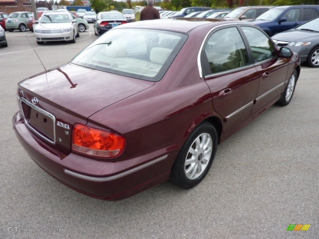 2005 Sonata GLS V6 - Ruby Red / Beige photo #7