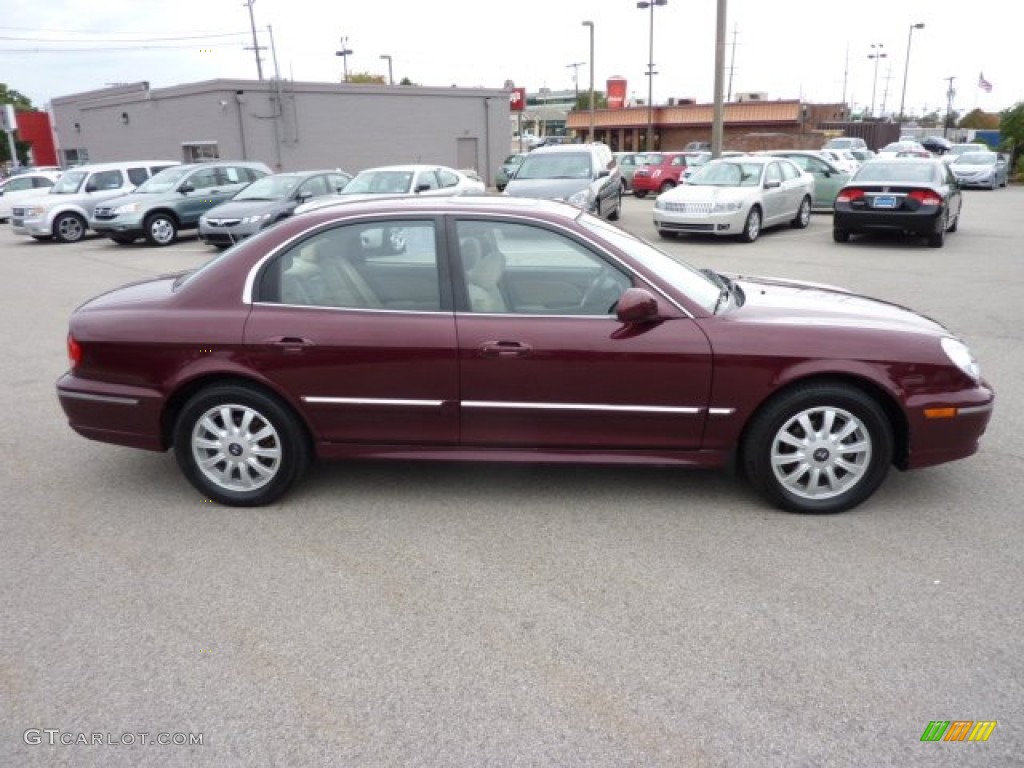 2005 Sonata GLS V6 - Ruby Red / Beige photo #8